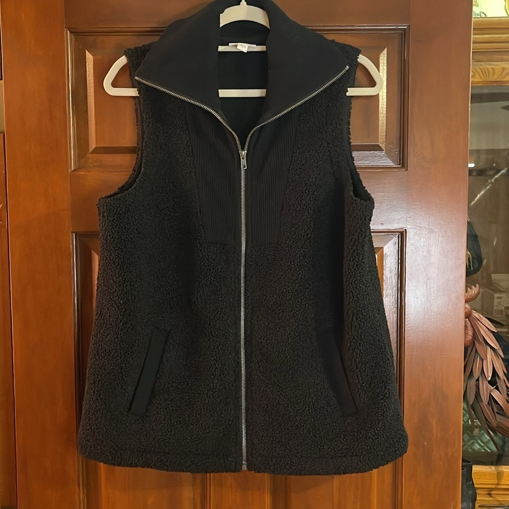 J Jill Sherpa ribbed trim vest small - Picture 2 of 6